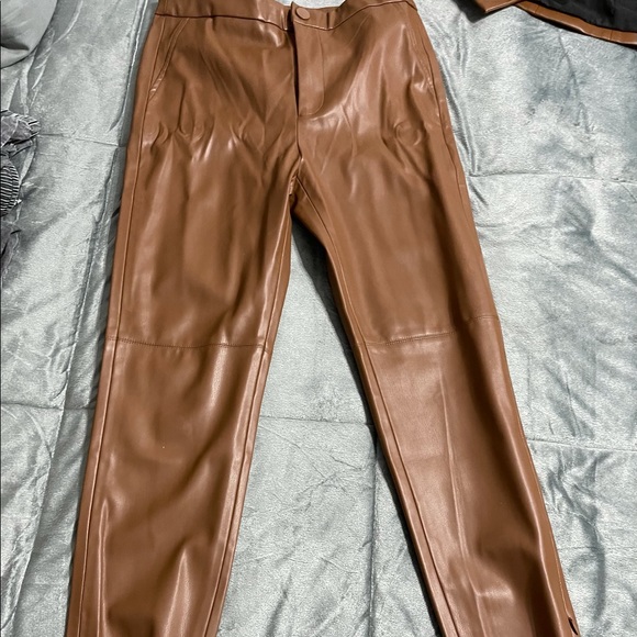 Leather pants with narrow legged worn once - Picture 3 of 3